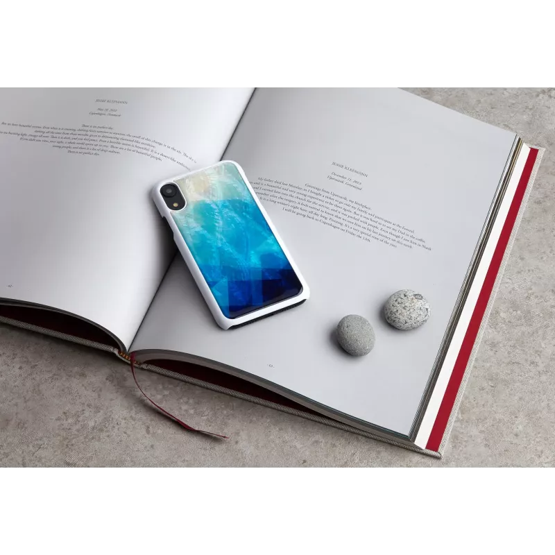 Mobilā telefona maciņš iKins iPhone XR — zils ezers ārpusē, melns iekšpusē