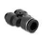 Pneimatiskais Y-savienotājs DELOCK 2×8 mm uz 1×12 mm ar montāžas atveri, metāls/plastmasa, iekšējā vītne, 50,5 mm