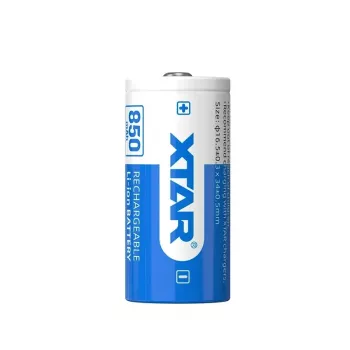 Uzlādējams litija jonu akumulators XTAR 16340 3.7V 850mAh — 34 mm × 16,5 mm, 1 gab.