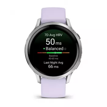 Garmin Venu 4 3.05 cm (1.2) AMOLED 41 mm Digitāls 390 x 390 pikseļi Skārienekrāns Sudrabs Wi-Fi GPS (satelīts)