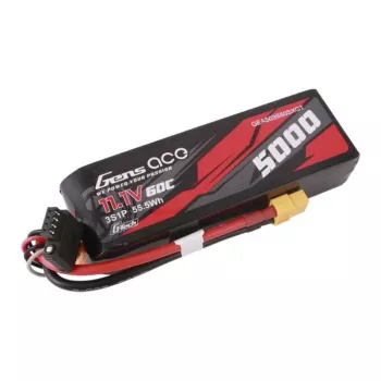 Gens ace G-Tech 5000mAh 11.1V 60C 3S1P Lipo ar XT60 spraudni