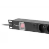 Strāvas sadales bloks LANBERG PDU-06E-0200-BK — 6 x E tipa rozetes, 16 A, 2 m kabelis, 1U statne, 220–250 V