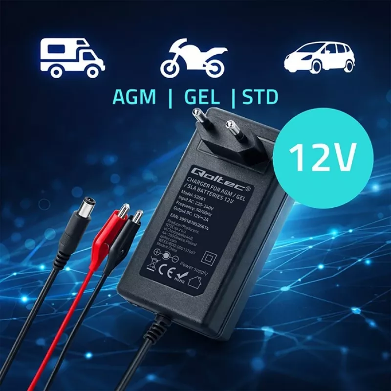 QOLTEC akumulatora lādētājs 24V 19.2W, modelis 52662