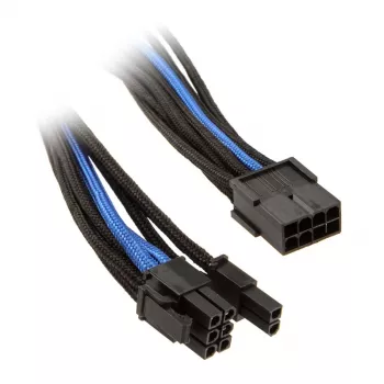 SilverStone PCI-8-pin uz PCIe-6+2-pin kabelis, 250 mm - melns/zils