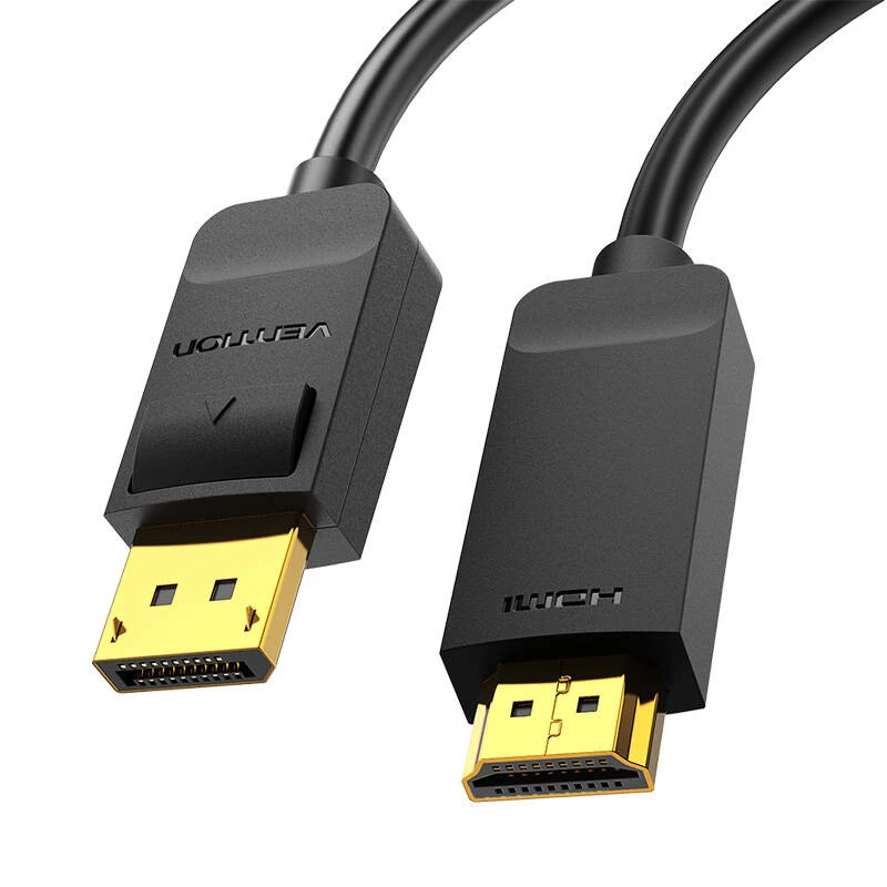DisplayPort uz HDMI kabeļa adapteris Vention HAGBH, 2 m, melns, 7 mm diametrs