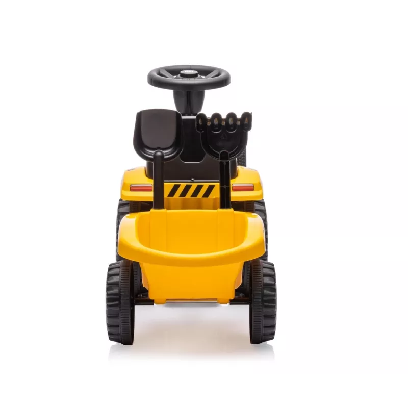 CAT traktors ar piekabi, dzeltens, braucamais