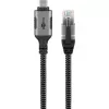 Ethernet-kabelis USB-C 3.2 Gen2 Plug > RJ-45 Plug, LAN-Adapter Melns/Sudraba, 1,5 Meter, braided textile jacket