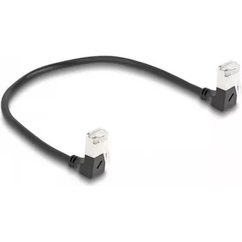 DeLOCK tīkla kabelis RJ45 Cat.6A S/FTP plāns 90° 0,25 m melns