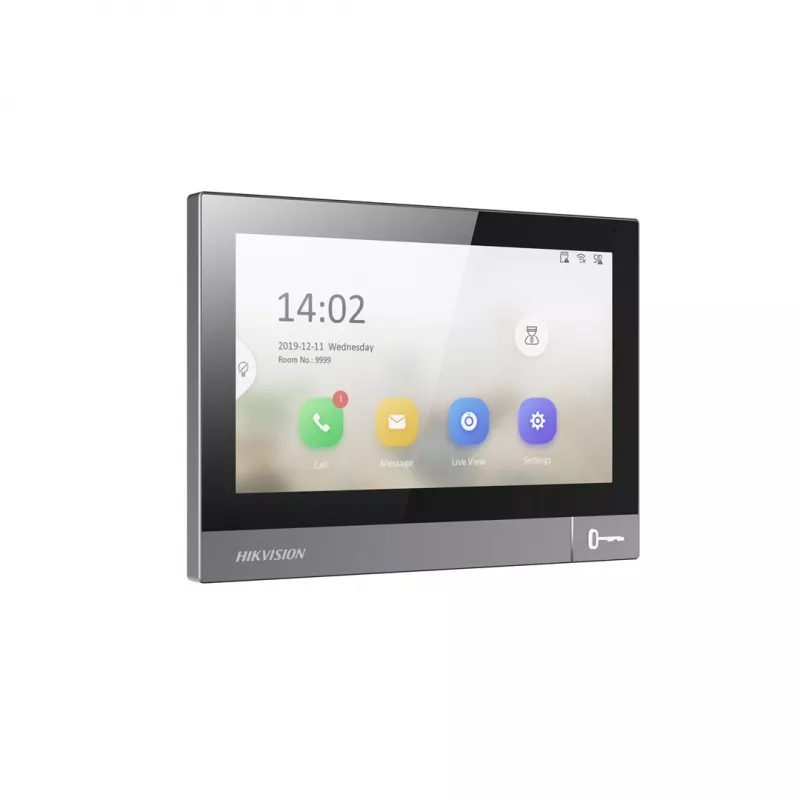 Video domofona iekštelpu bloks Hikvision DS-KH8381-WTE1 7 collas 1024x600, PoE, Wi‑Fi, MicroSD
