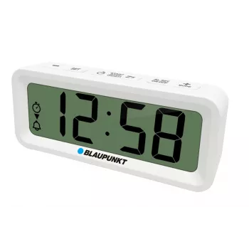 Modinātājpulkstenis BLAUPUNKT CL04WH daudzfunkciju pulkstenis, balts — termometrs, kalendārs, snaudas funkcija, 88×37×21 mm