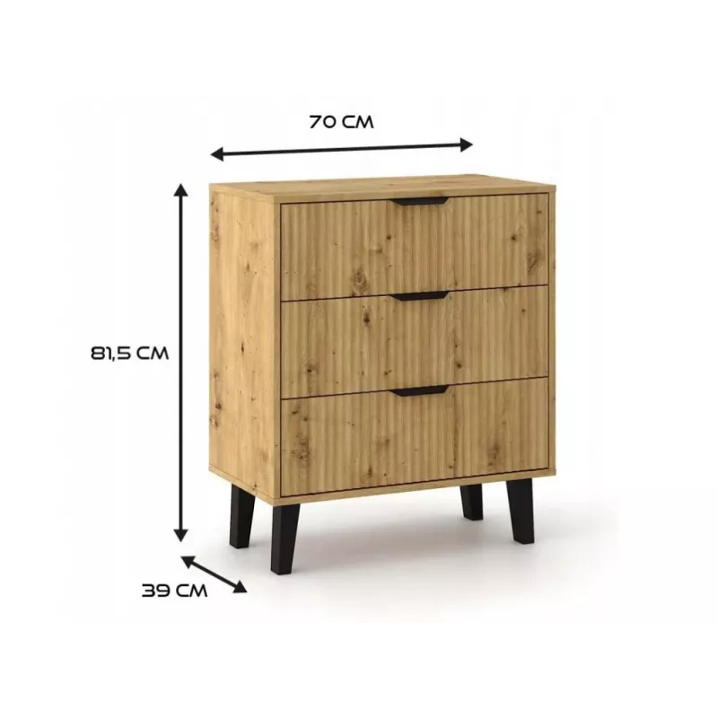 SCANDI 3S plāns ozols ARTISAN kumode