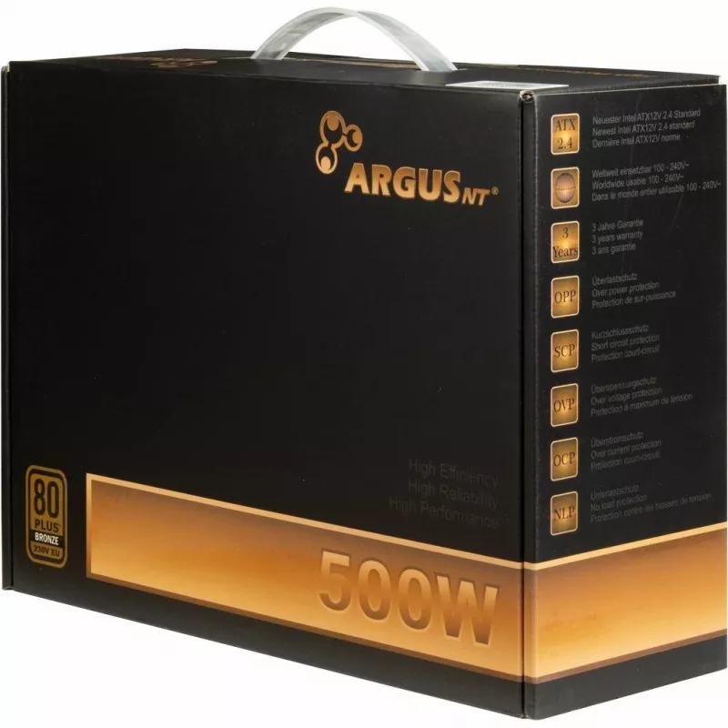 Inter-Tech ArgusNT BPS-500 barošanas bloks 500 W 20+4 pin ATX ATX Melns