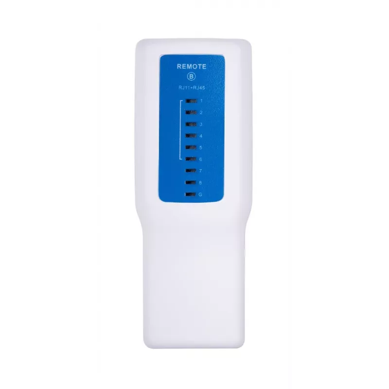 PoE testeris LANBERG NT-0402 — PoE tīkla kabeļu testeris ar RJ-45/RJ-11 atbalstu, LED indikatoriem, strāvas LED, ieslēgšanas/izslēgšanas slēdzi