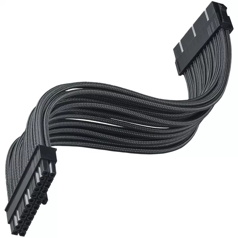SilverStone PP07E - Barošanas pagarinātājkabelis - ATX, 24 kontaktu (W) uz ATX, 24 kontaktu (M) - 30 cm - Melns