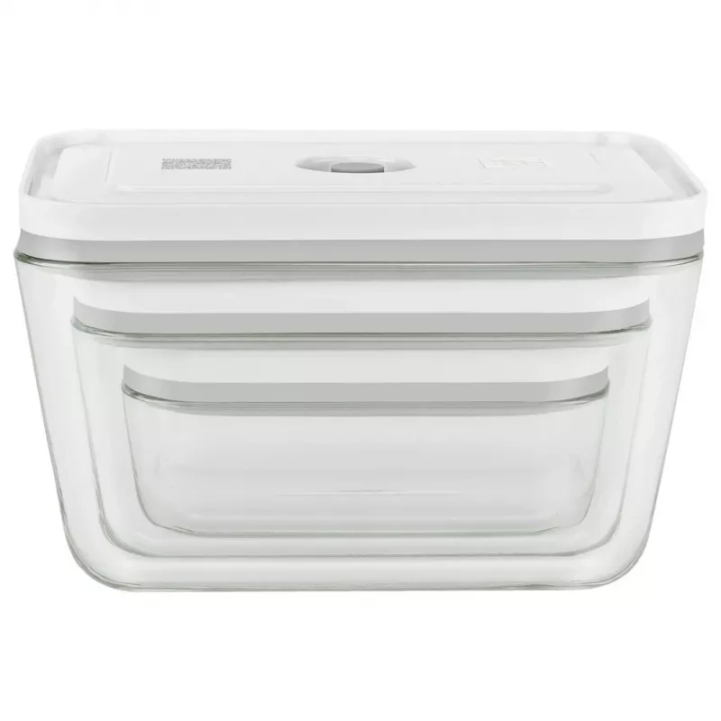 Pārtikas uzglabāšanas kaste ZWILLING FRESH & SAVE Taisnstūra stikla/plastmasas komplekts 3 gab., 0.35/0.75/1.6 L, hermētiska, droša mikroviļņu krāsnij/krāsnij/ledusskapim