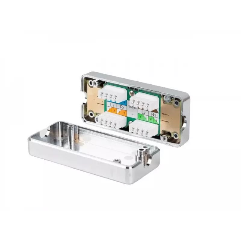 LANBERG tīkla sadales kārba PLC-6SL1-S, Cat6 S/FTP (S-STP), sudraba, 82×35×23 mm