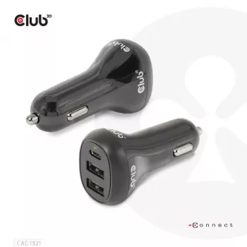 CLUB3D Piezīmjdatora / klēpjdatora automašīnas lādētājs 36 Watt, Auto, cigarešu šķiltava, 24 V, melns