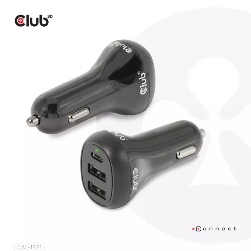 CLUB3D Piezīmjdatora / klēpjdatora automašīnas lādētājs 36 Watt, Auto, cigarešu šķiltava, 24 V, melns