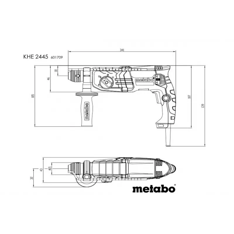 Kombinētais āmurs Metabo KHE 2445 800W 3.2J 3 funkcijas