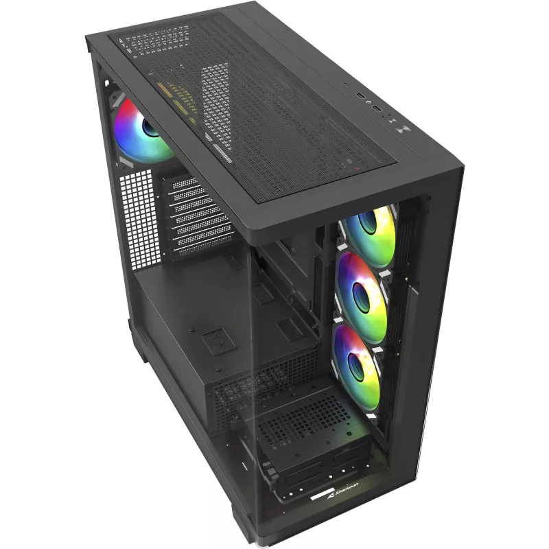 ELITE SHARK CA500, torņa korpuss melns, rūdīts stikls x 2