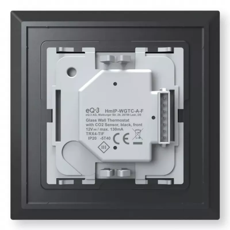 Stikla sienas termostats Homematic IP ar CO₂ sensoru — mehānisks, melns, 230 V, IP20