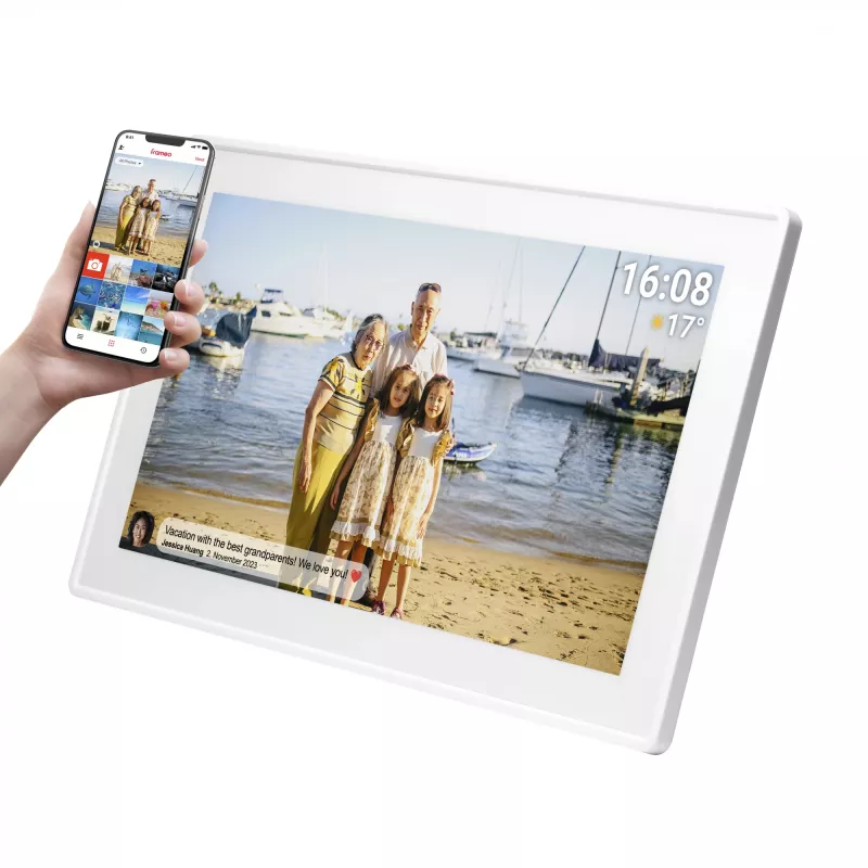 Denver PFF-1515W digitālais foto rāmis Balts 39,6 cm (15,6 inch) Skārienekrāns Wi-Fi