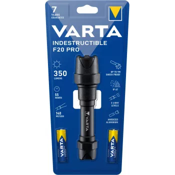 Varta Indestructible F20 Pro - rokas lukturis - melns - Alumīnijs - 9 m - IP67 - LED