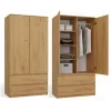 Topeshop SZAFA MALWA ART bedroom wardrobe/closet 5 shelves 2 durvis(s) ozols
