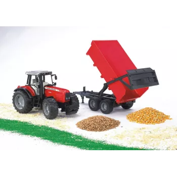 Traktora modelis BRUDER Massey Ferguson 7480 ar pašizgāzēju piekabi