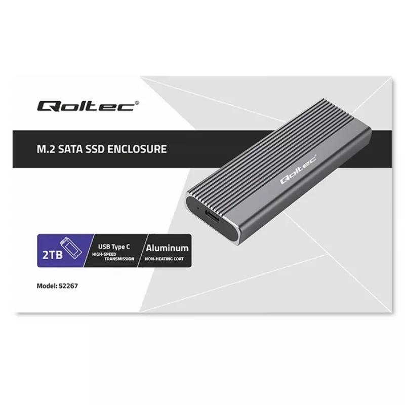 Qoltec korpuss M.2 SATA (NGFF) SSD diskam, USB-C
