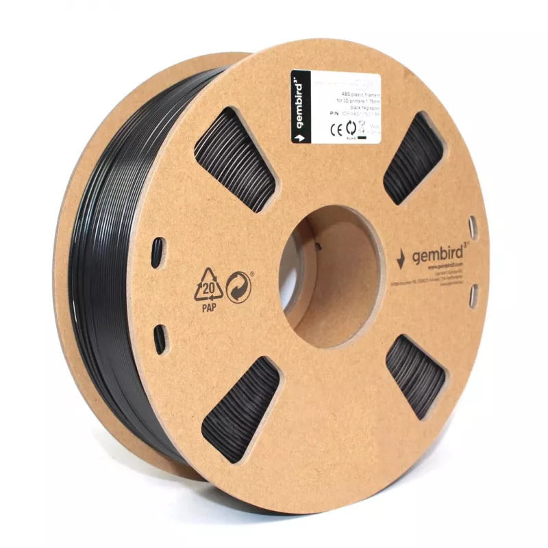 Gembird ABS filaments 1,75 mm, 1 kg, melns