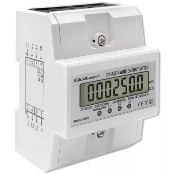 Trīsfāzu elektroniskais skaitītājs QOLTEC 50992 400V 100A