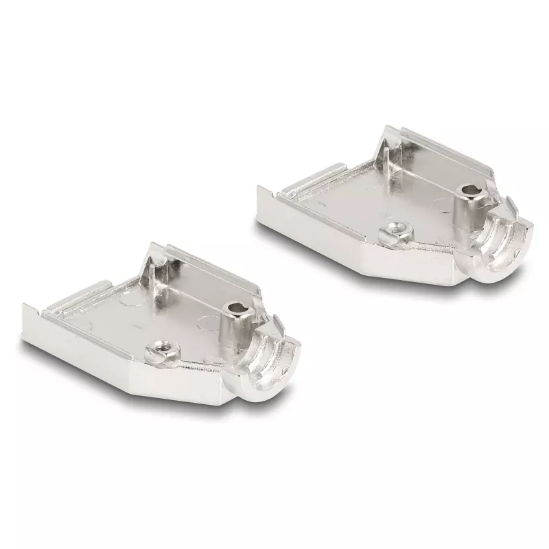Kabeļa apvalka uzgalis DELOCK D-Sub korpuss 9 kontaktu (vīrišķais/sievišķais) sudrabota plastmasa, 31×46×16 mm
