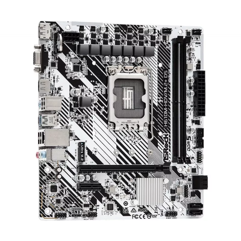 Mātesplate ASRock H610M-HDV/M.2+ D5 — Intel H610, LGA 1700, microATX, 2× DDR5 DIMM, M.2, HDMI 2.1, DP 1.4