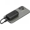 Powerbank 5.000 mAh, integrēts USB-C kabelis 13cm, 20 vati (melns, 5 Ah, 1x USB-A, 1x USB-C, PD, QC)