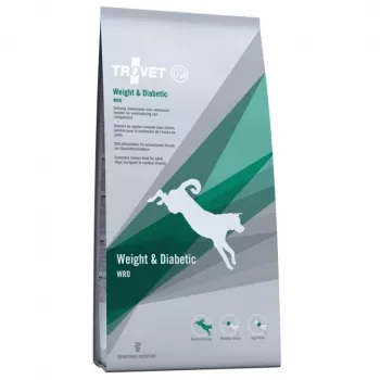 Sausā veterinārā terapeitiskā suņu barība TROVET WRD — 3 kg, pieaugušiem suņiem, svara un diabēta atbalstam, vistas garša, 32% olbaltumvielu, 6% tauku