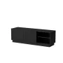 TV skapis cama meble LIVERTI 150x42x48 cm, melna skaidu plātnes virsma, melns rāmis