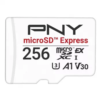 MikroSDXC atmiņas karte PNY microSD Express 256 GB UHS‑I lasīšana 890 MB/s rakstīšana 750 MB/s U3 V30