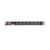 Strāvas sadales iekārta GEMBIRD EG-PDU-014-C14, 8 maiņstrāvas rozetes, C14 ieeja, 3 m kabelis, 1U, 3680 W, 10 A, alumīnijs, melna