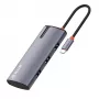 USB-C centrmezgls Tellur TLL321061 ar PD 3.0 100W, HDMI izeju un 3× USB 3.0 portiem