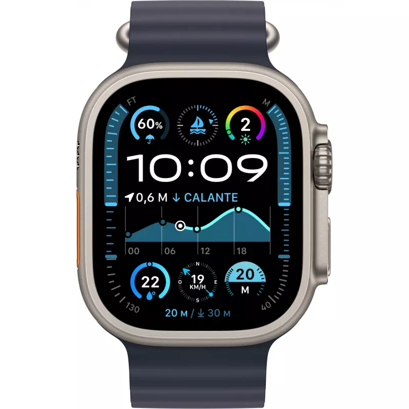 APPLE Watch Ultra 2 GPS + Cellular 49mm Natural Titanium Case ar Navy Ocean siksniņu