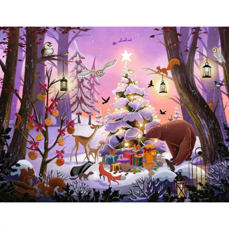 Puzle Ravensburger Christmas in the Forest 2000 gab., 2000 gabalu svētku aina