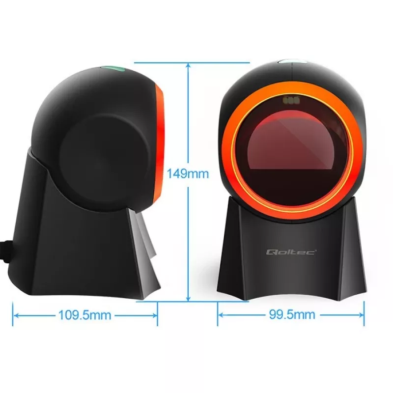 Vadu galda svītrkodu skeneris QOLTEC 50857 — 1D/2D, USB, ABS korpuss, melns, 1,75 m kabelis
