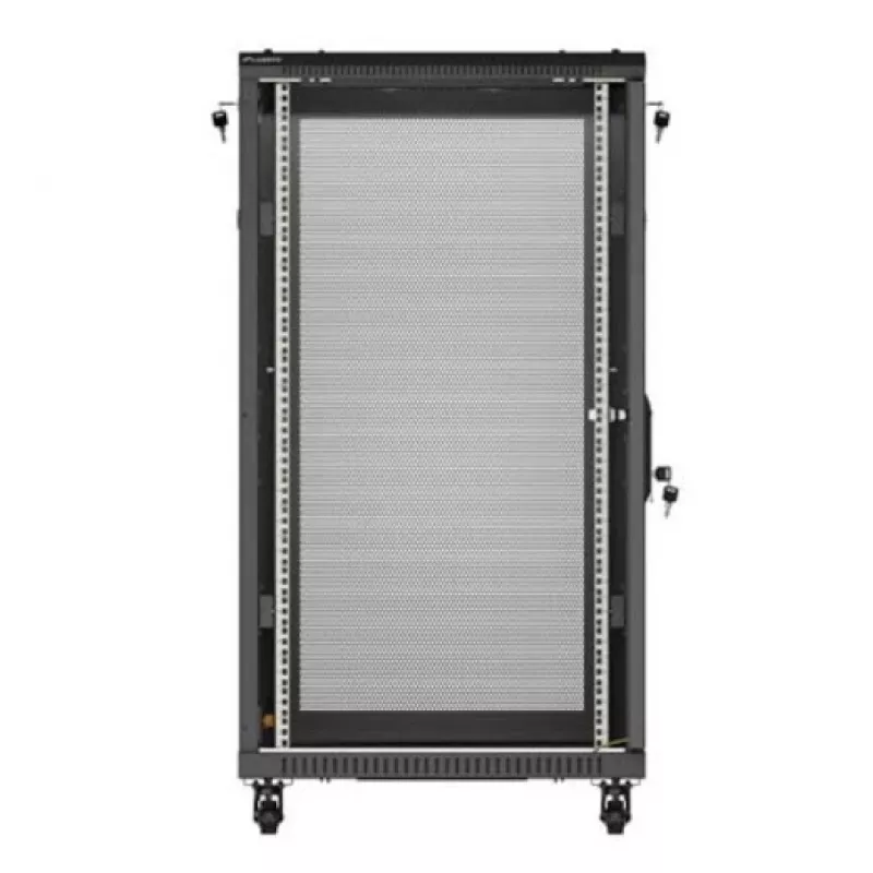 19 collu statīva skapis LANBERG FF01-6022-23B, 22U, 600×1000 mm, melns, perforētas durvis