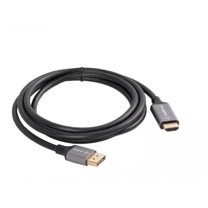 Lanberg CA-DPHD-20CU-0018-BK video kabeļa adapteris 1.8 m DisplayPort HDMI A tipa (standarta) Melns, Sudrabs