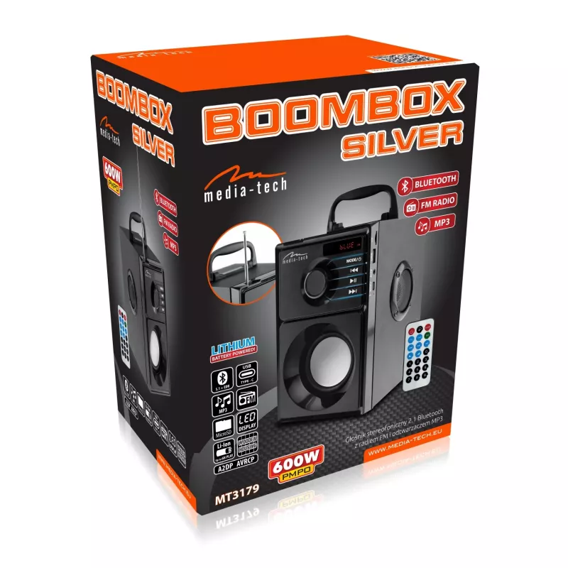 Bezvadu skaļrunis MEDIA-TECH MT3179, 20W (RMS 15W), Bluetooth 5.1, FM, MicroSD, USB, AUX, Li-Ion, 6 h, koka korpuss