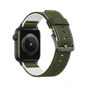Pulksteņa siksniņa GUAN Premium Pro Apple Watch 42–49 mm haki/balta, saderīga ar 44mm/45mm/46mm/49mm/42mm
