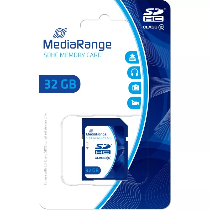 MediaRange - Zibatmiņas karte - 32GB - 10. klase - SDHC - Zila (MR964)