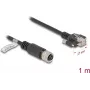 Tīkla kabelis DeLOCK M12 kabelis D-kodēts 4 kontaktu sievišķā uz RJ45 spraudni Cat.5e 1 m melns