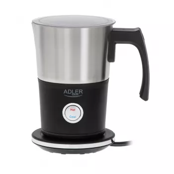 Automātiskais piena putotājs Adler AD 4497 — nerūsējošais tērauds, 600 W, putas 120 ml / silts 300 ml, karsts un auksts